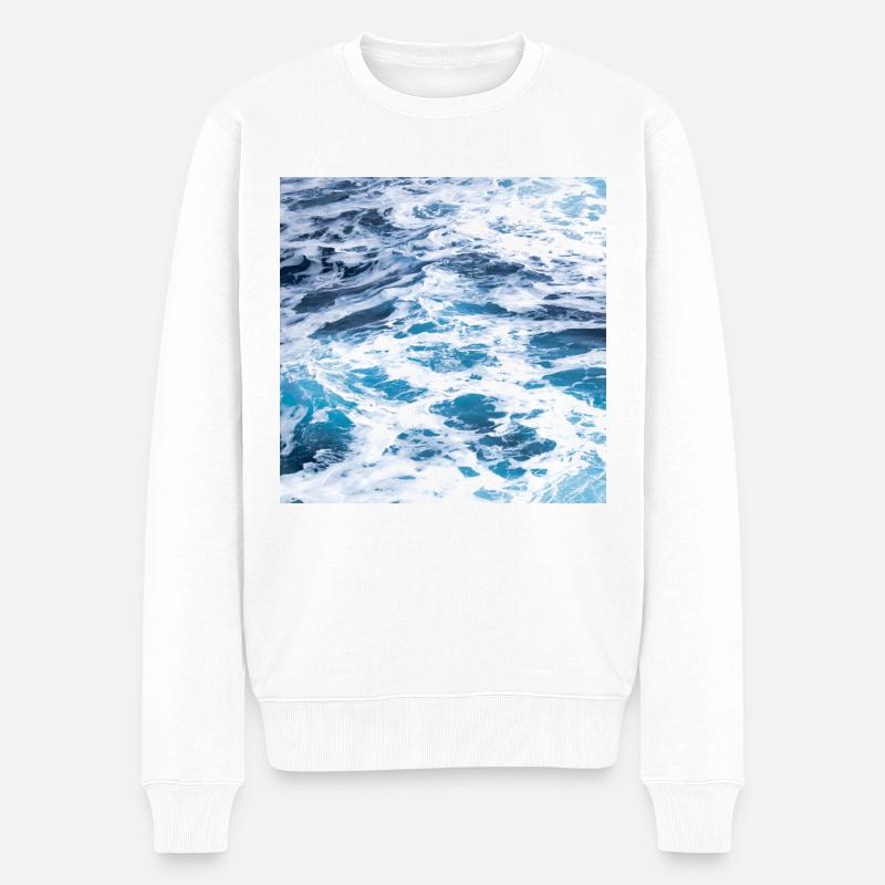Ozean Wellen - Männer Premium Bio Pullover - Weiß