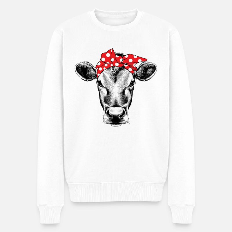 bandana vache - Pull Premium bio Homme - blanc
