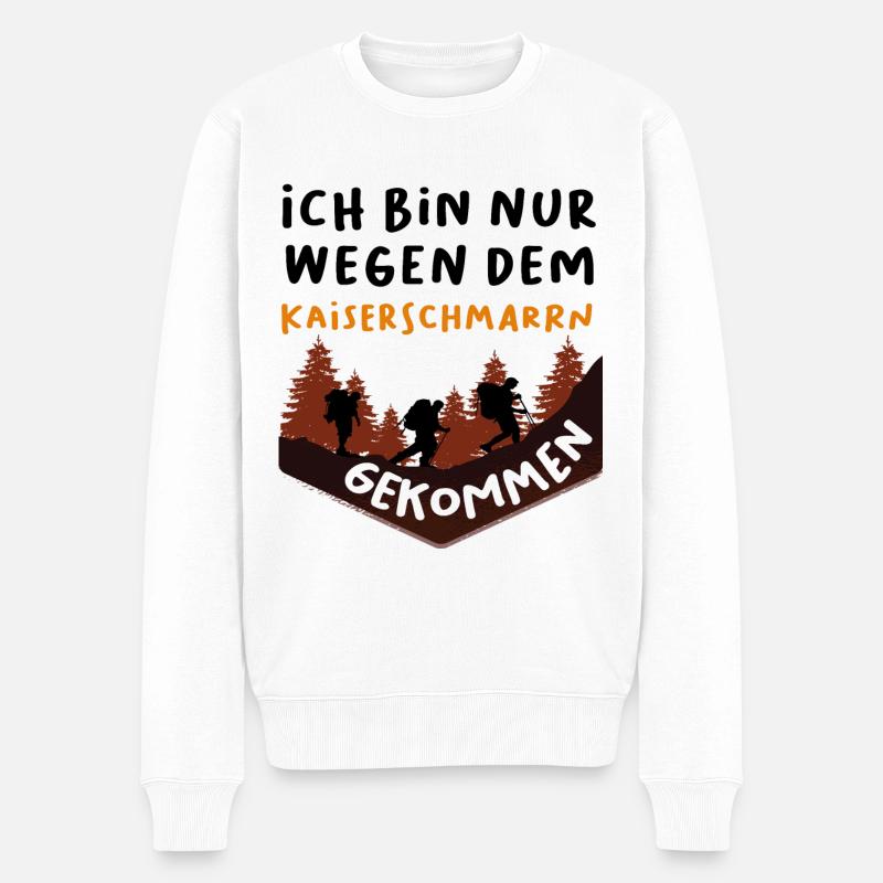 Ich bin nur wegen dem Kaiserschmarrn gekommen - Männer Premium Bio Pullover - Weiß