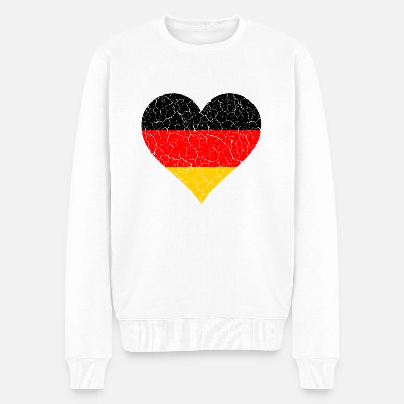 Deutschland Herz - Männer Premium Bio Pullover - Weiß