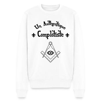 Un Authentique Complotiste - Pull Premium bio Homme - blanc - Devant - Thijin (182cm)