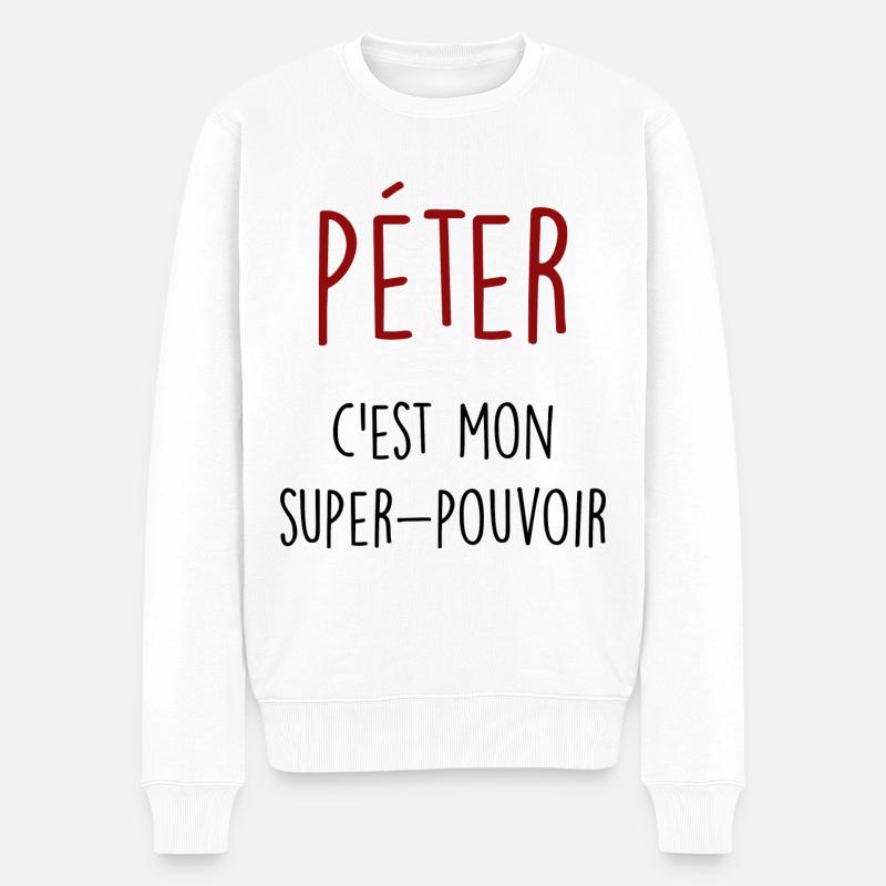 péter c'est mon super pouvoir - Pull Premium bio Homme - blanc