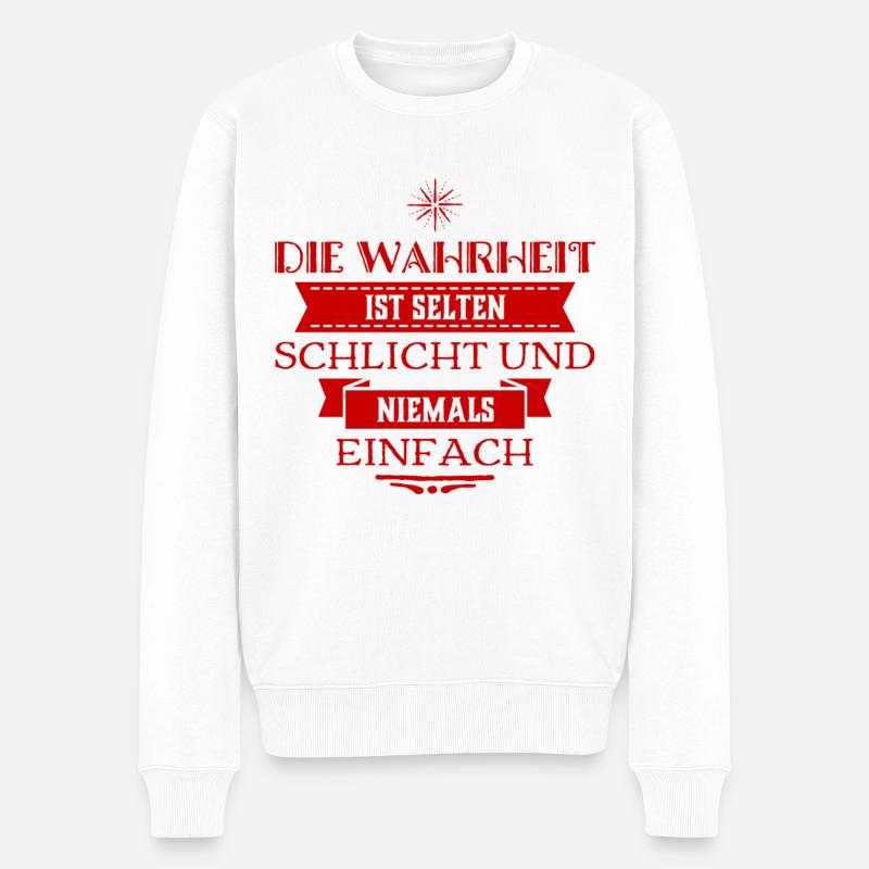 die Wahrheit ist nicht leicht - Männer Premium Bio Pullover - Weiß