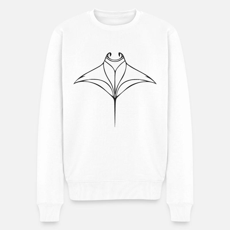 Raies manta en vol élégant - Pull Premium bio Homme - blanc