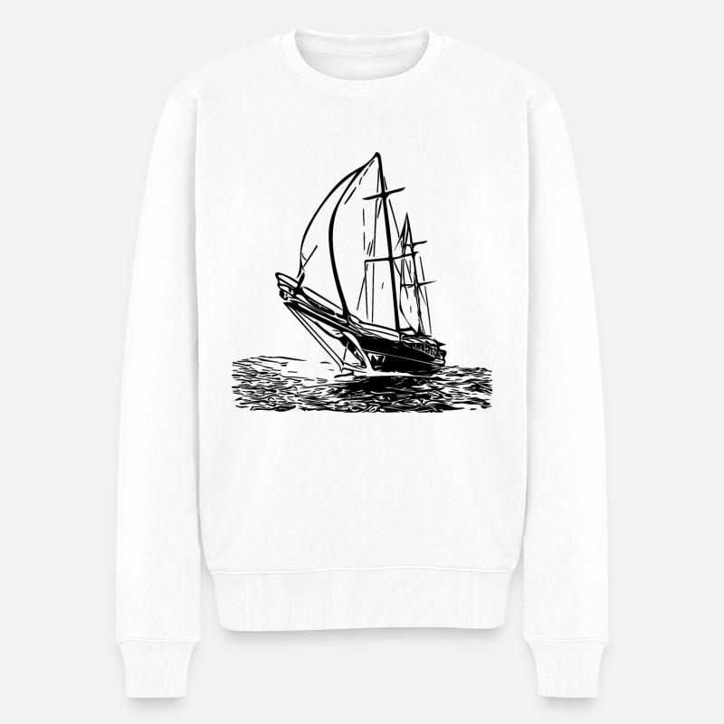 Voilier élégant avec voiles - Pull Premium bio Homme - blanc