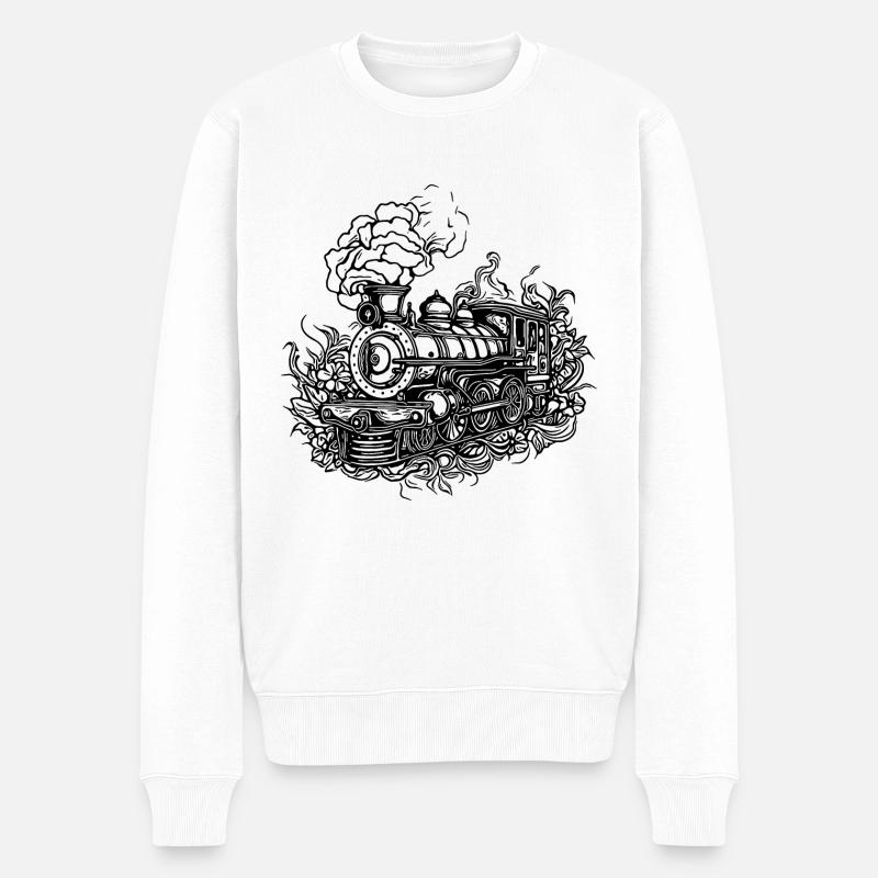 Modellbau alte Lokomotive Eisenbahn Dampflok - Männer Premium Bio Pullover - Weiß