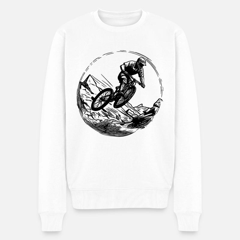 Saut VTT avec vélo - Pull Premium bio Homme - blanc