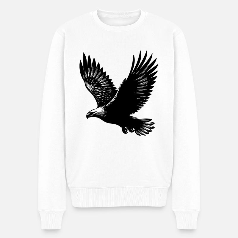 Aigle élégant sur d’immenses ailes - Pull Premium bio Homme - blanc