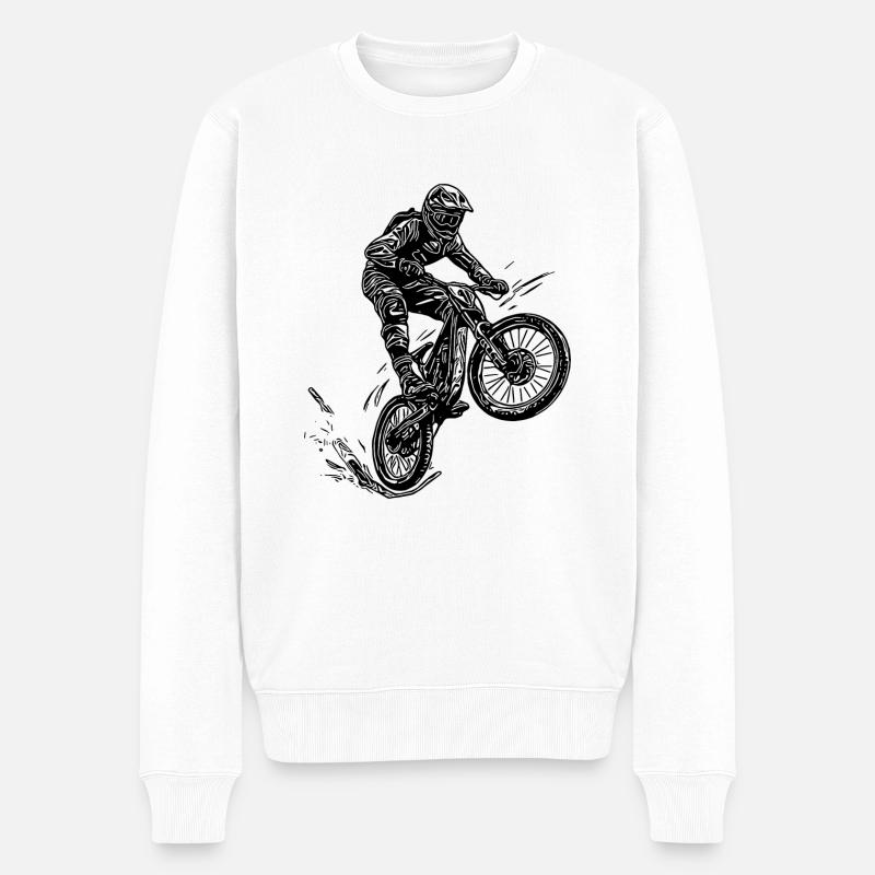 Cooler Radfahrer Mountainbiker - Männer Premium Bio Pullover - Weiß