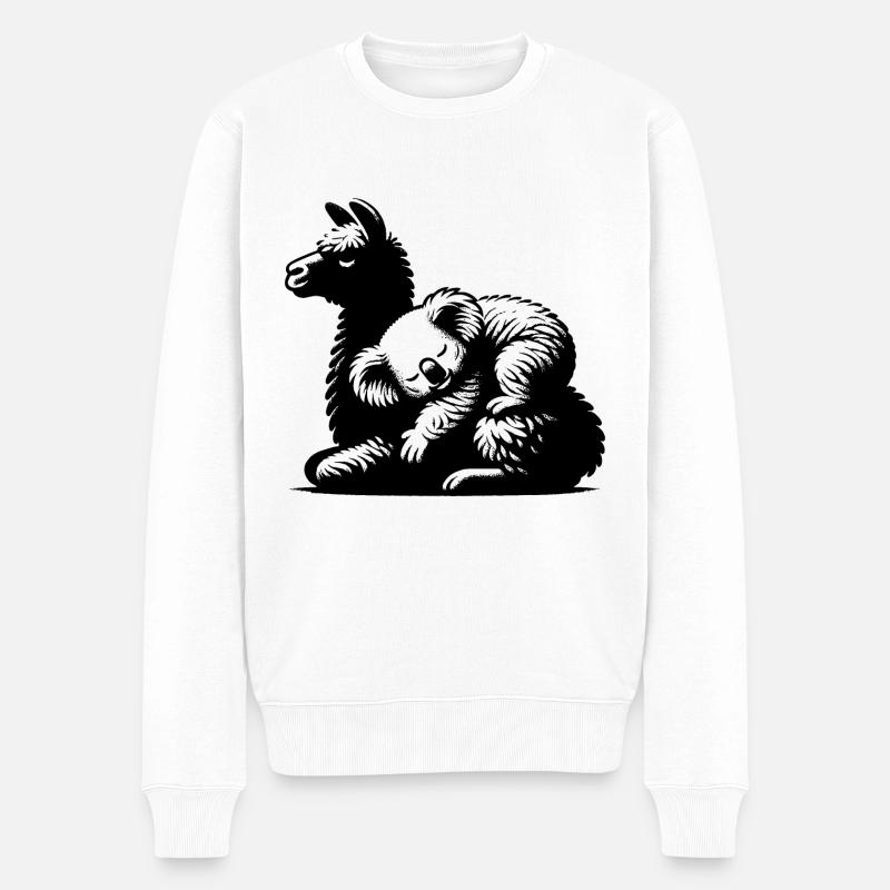 Koala mignon sur un lama endormi - Pull Premium bio Homme - blanc