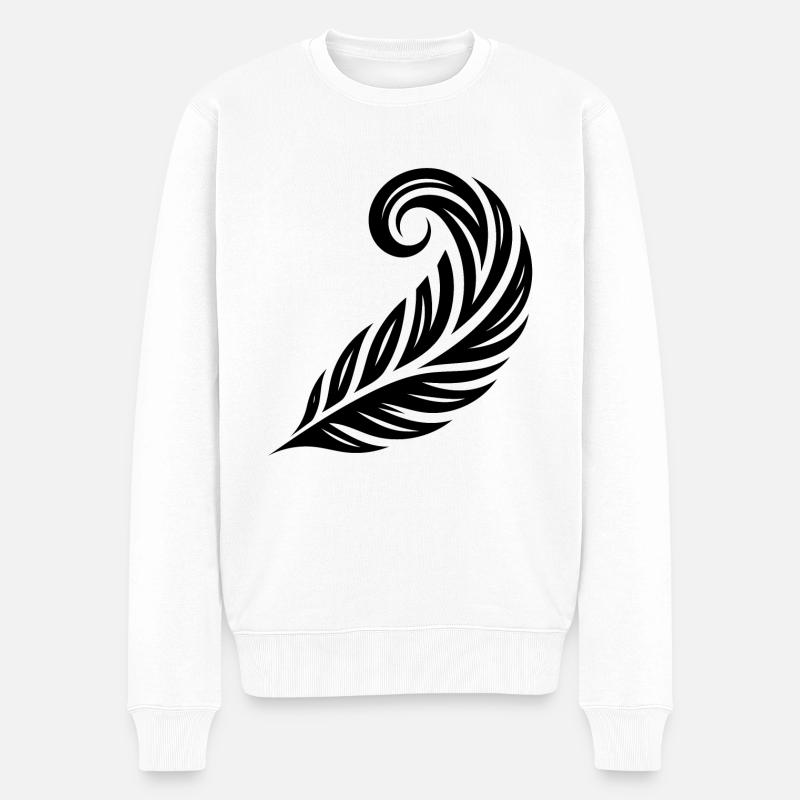 Geschwungene Tinten Feder - Männer Premium Bio Pullover - Weiß