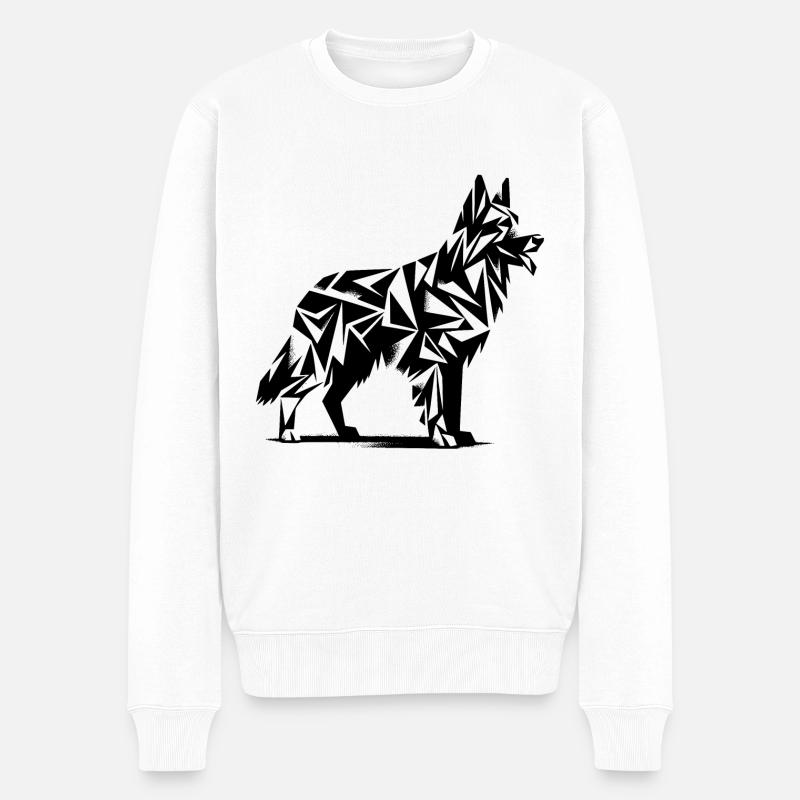 Geometrischer Schäferhund - Männer Premium Bio Pullover - Weiß