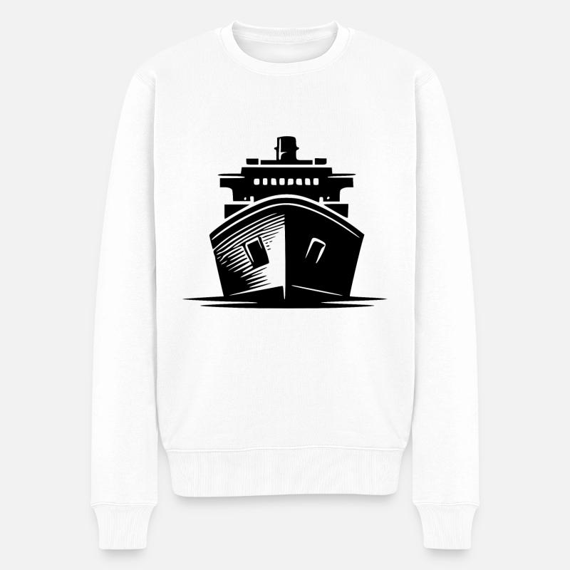 Modellbau Schiff Bootsbauer Frachter - Männer Premium Bio Pullover - Weiß