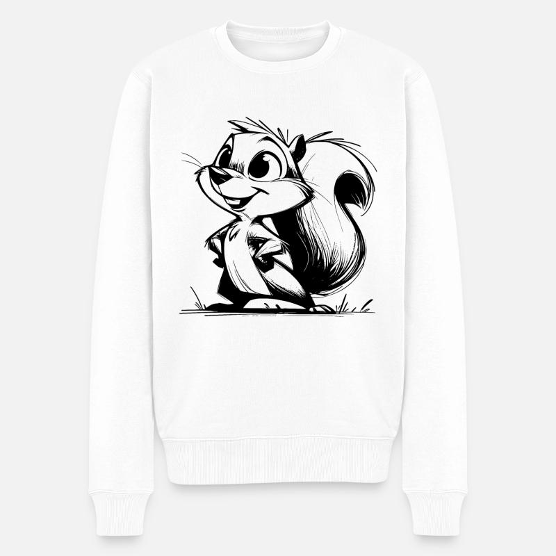 Dessin au crayon d’écureuil mignon - Pull Premium bio Homme - blanc