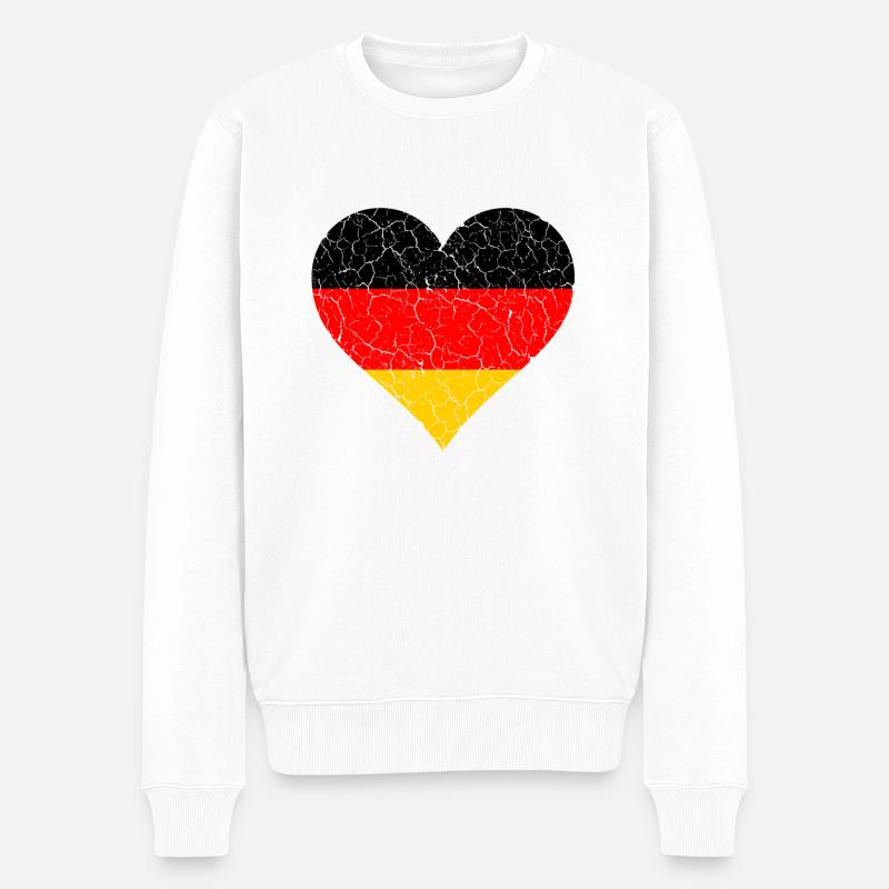 Deutschland Herz - Männer Premium Bio Pullover - Weiß