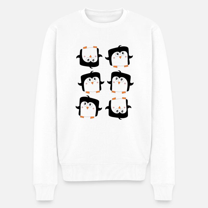 Viele Pinguine - Männer Premium Bio Pullover - Weiß