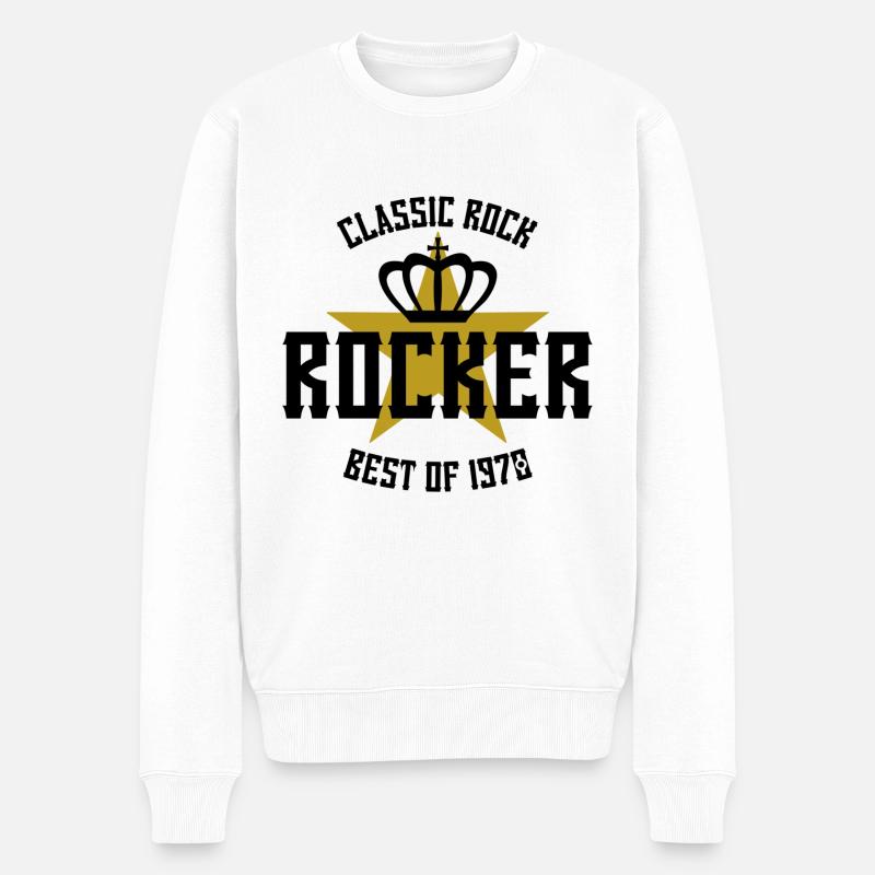 ROCKER STAR BEST OF 1970 - Männer Premium Bio Pullover - Weiß