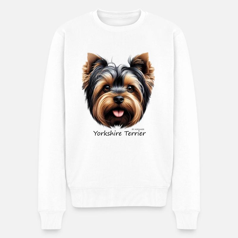 Yorkshire Terrier - Männer Premium Bio Pullover - Weiß