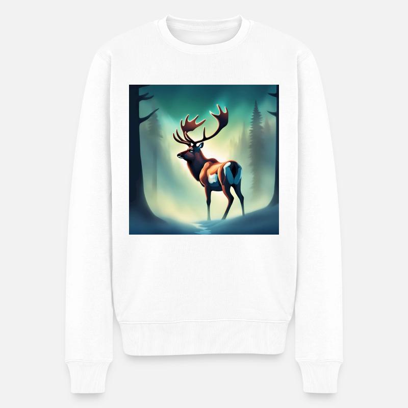 Kanadisches Waldkaribu - Männer Premium Bio Pullover - Weiß