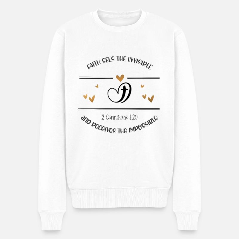Christian Design Faith reçoit l’impossible - Pull Premium bio Homme - blanc