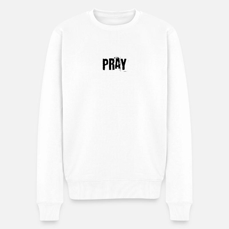 Beten - Männer Premium Bio Pullover - Weiß