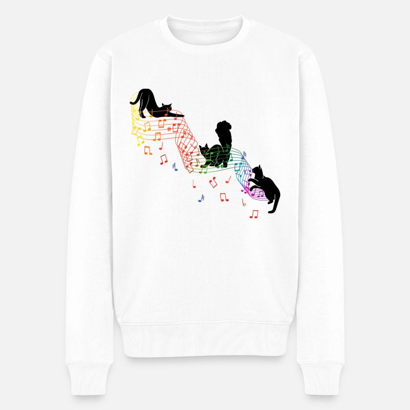 Niedliche Katzen machen Musik Geschenk Musiker - Männer Premium Bio Pullover - Weiß