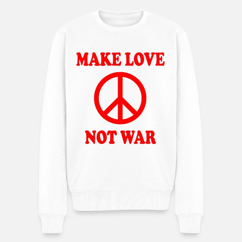 Make love not war - Männer Premium Bio Pullover - Weiß