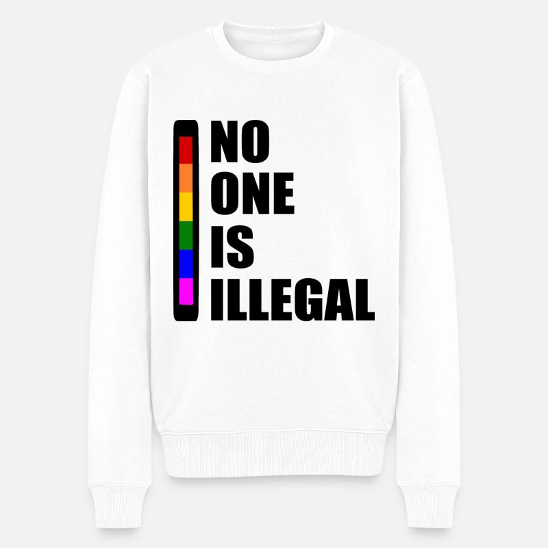 No one is illegal - Pull Premium bio Homme - blanc