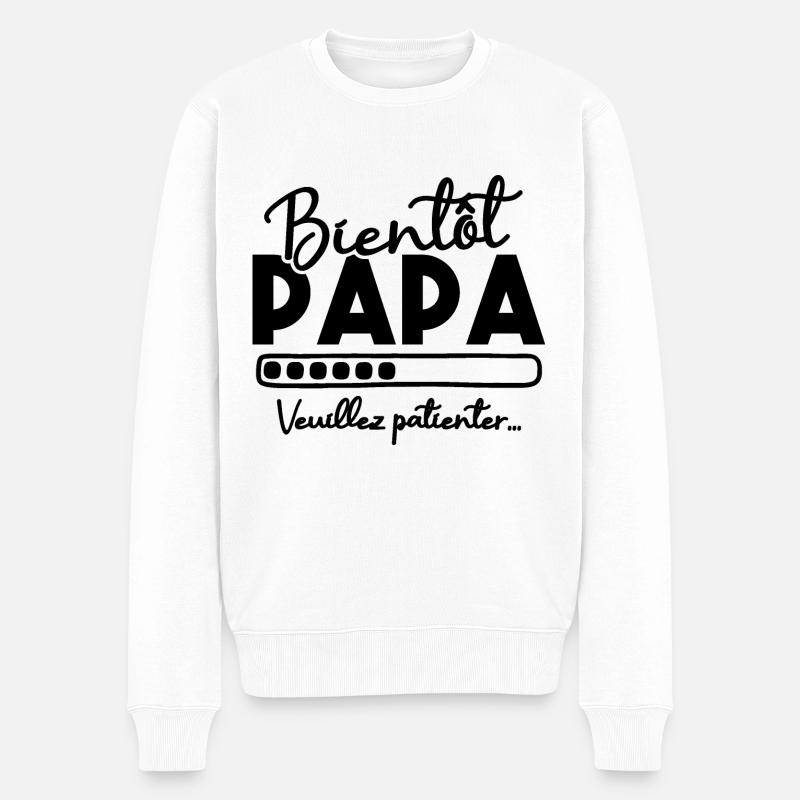 Bientôt papa veuillez patienter - Pull Premium bio Homme - blanc