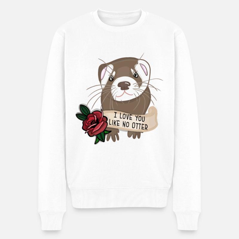 I LOVE YOU LIKE NO OTTER - Männer Premium Bio Pullover - Weiß