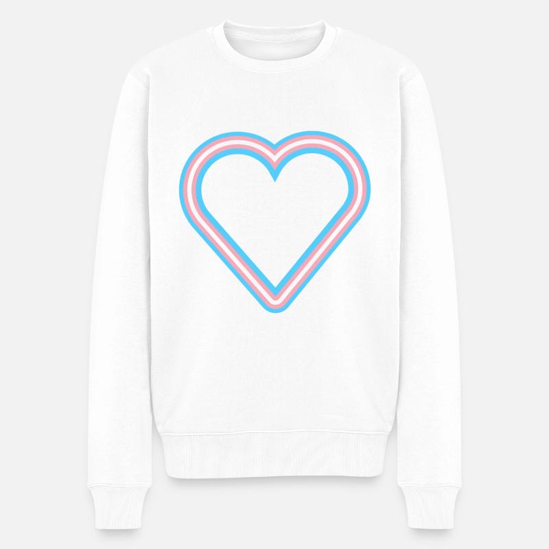 Trans Heart outline - Pull Premium bio Homme - blanc