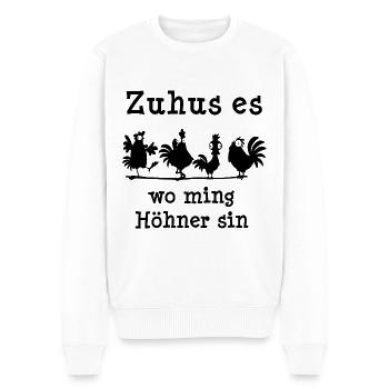 Zuhause ist meine Hühner sind Zuhus es Höhner - Männer Premium Bio Pullover - Weiß - Vorne - Thijin (182cm)