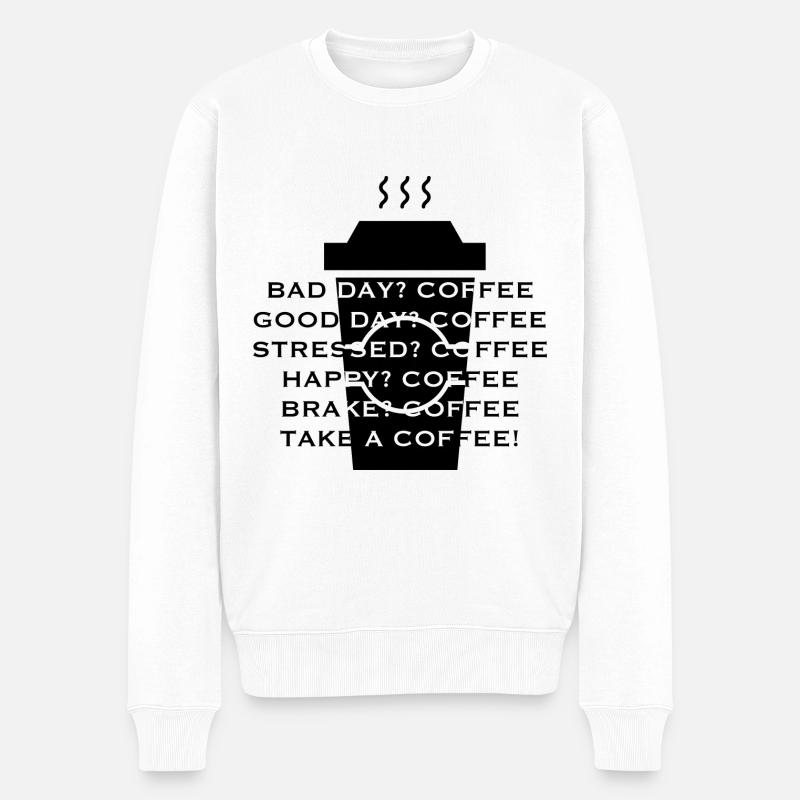 Café - Pull Premium bio Homme - blanc