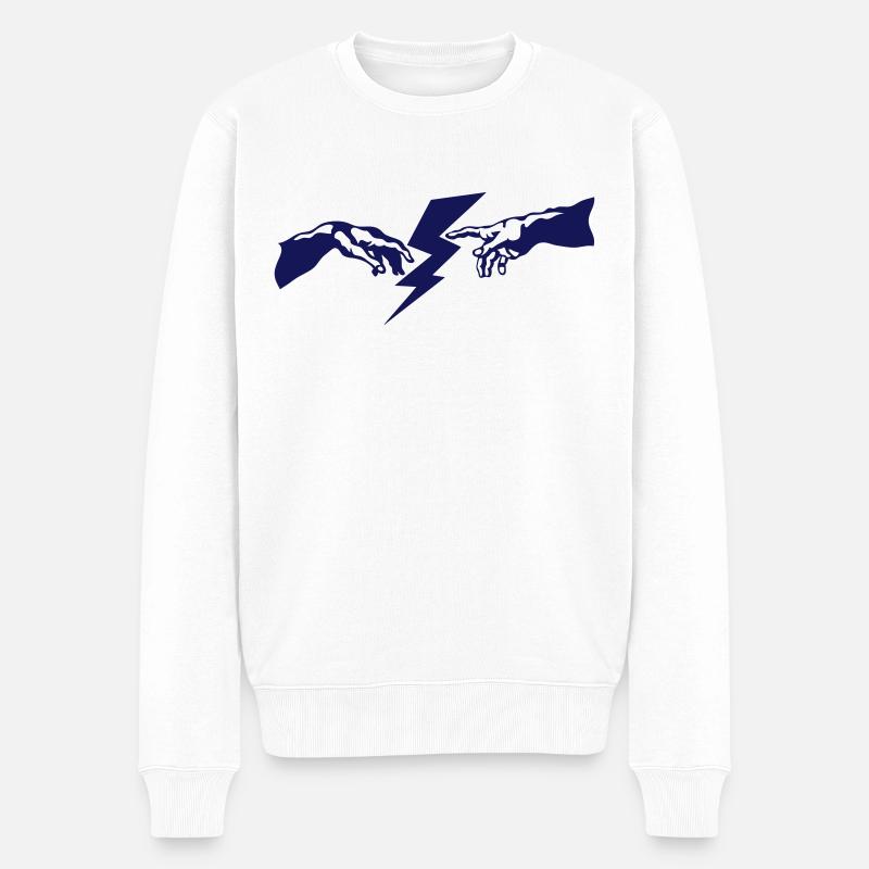 Handgott Blitz Blitz - Männer Premium Bio Pullover - Weiß