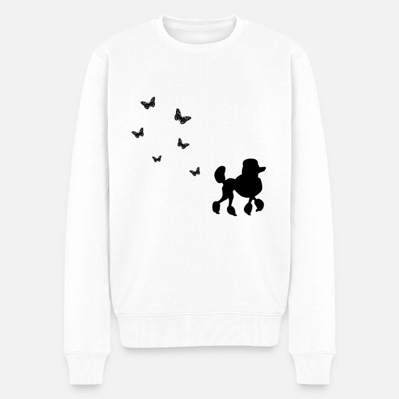 Schattenbild Hund Pudel - Männer Premium Bio Pullover - Weiß