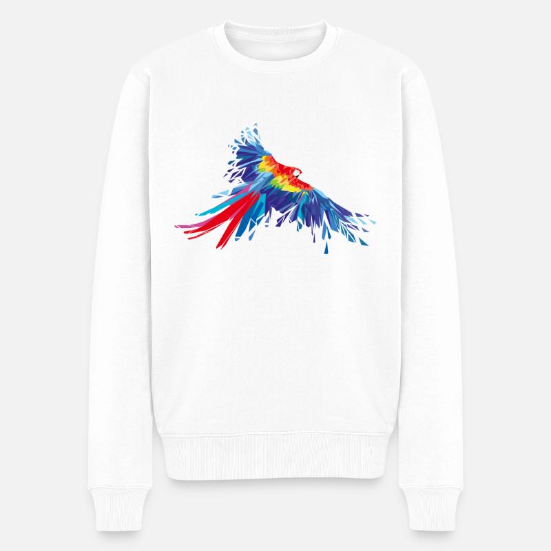 Papagei Federn Aras Vogel Vögel Flügel parrot bird - Männer Premium Bio Pullover - Weiß