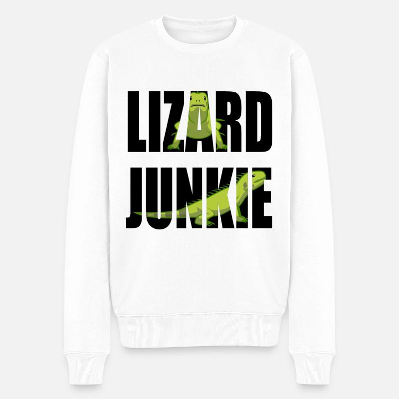 Lizard Junkie - Männer Premium Bio Pullover - Weiß