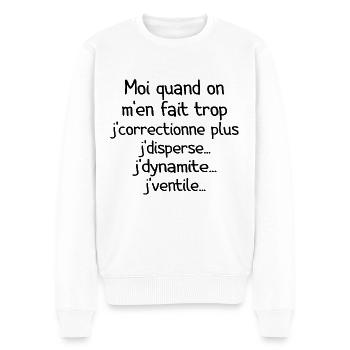 Tontons Flingueurs J'dynamite J'disperse - Pull Premium bio Homme - blanc - Devant - Thijin (182cm)