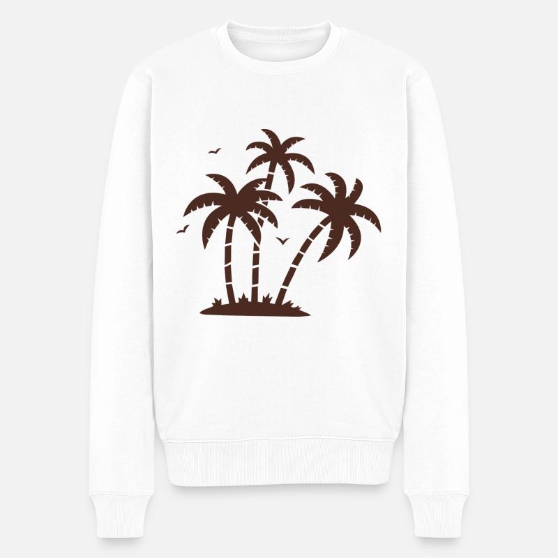 Palmen - Männer Premium Bio Pullover - Weiß