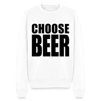 BIER WÄHLEN (Leben wählen) - Männer Premium Bio Pullover - Weiß - Vorne - Thijin (182cm)