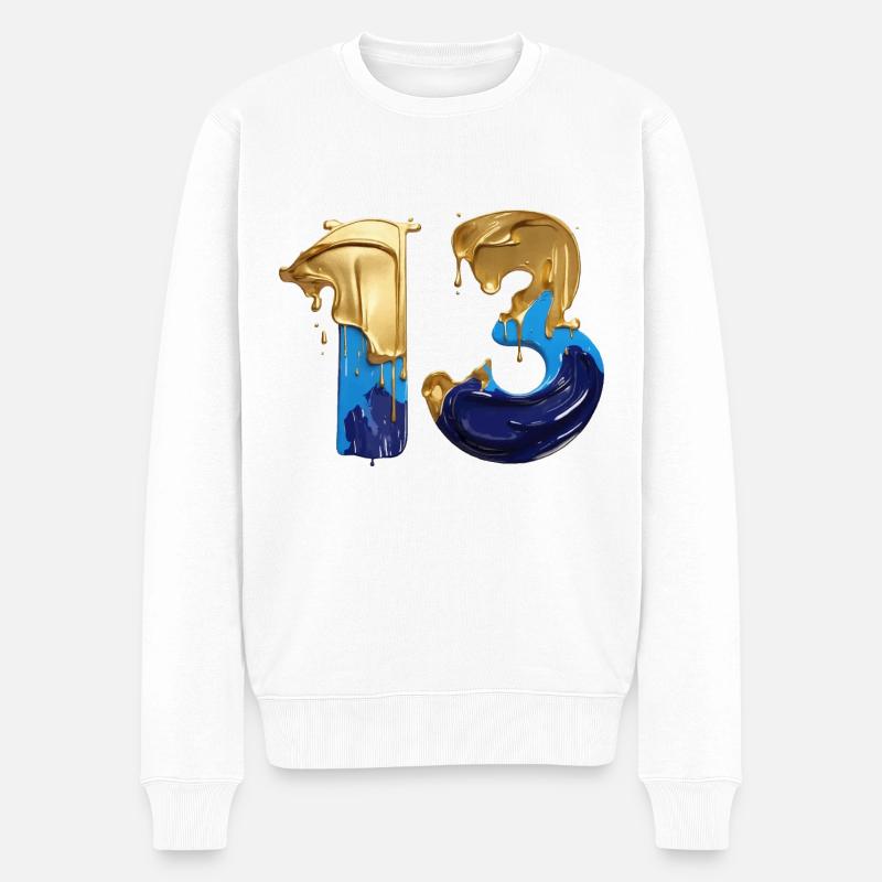 NR. 13 NUMMER 13 COOL 13. GEBURTSTAG - Männer Premium Bio Pullover - Weiß