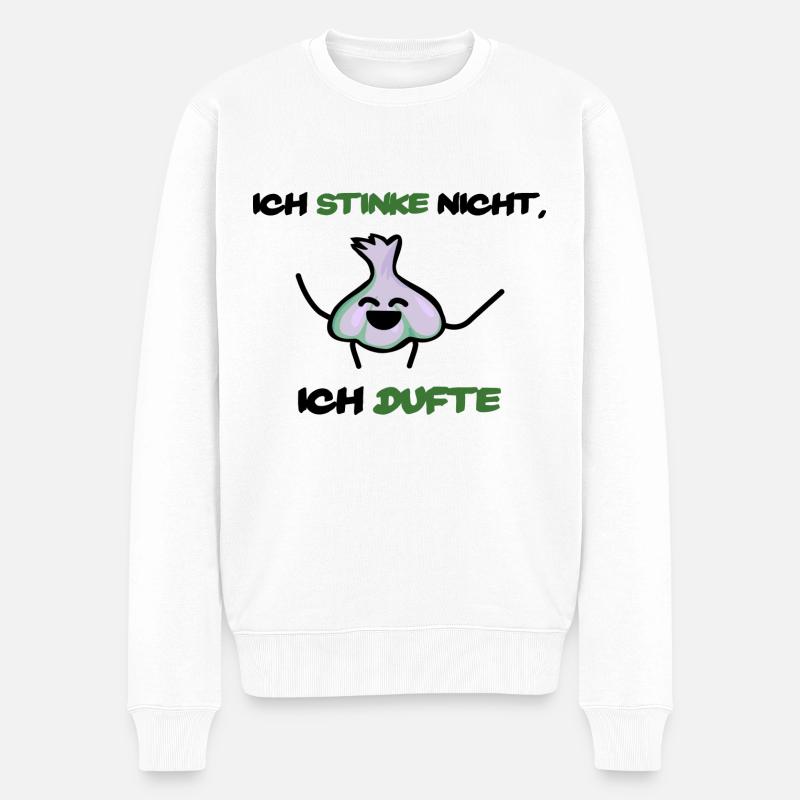 Ich stinke nicht, ich dufte - Knoblauch - Männer Premium Bio Pullover - Weiß