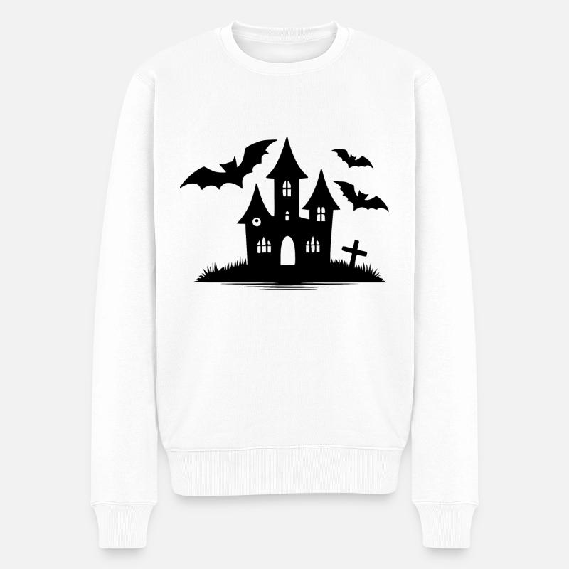 Kinder Halloween Fledermaus Spukhaus - Männer Premium Bio Pullover - Weiß