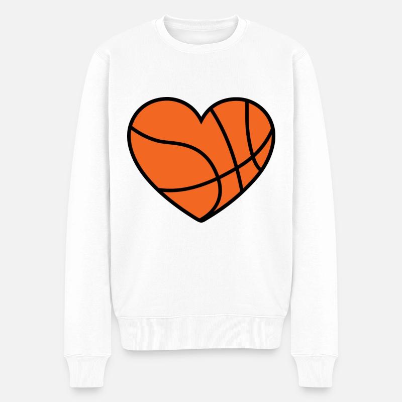 Basketball Herz - Männer Premium Bio Pullover - Weiß