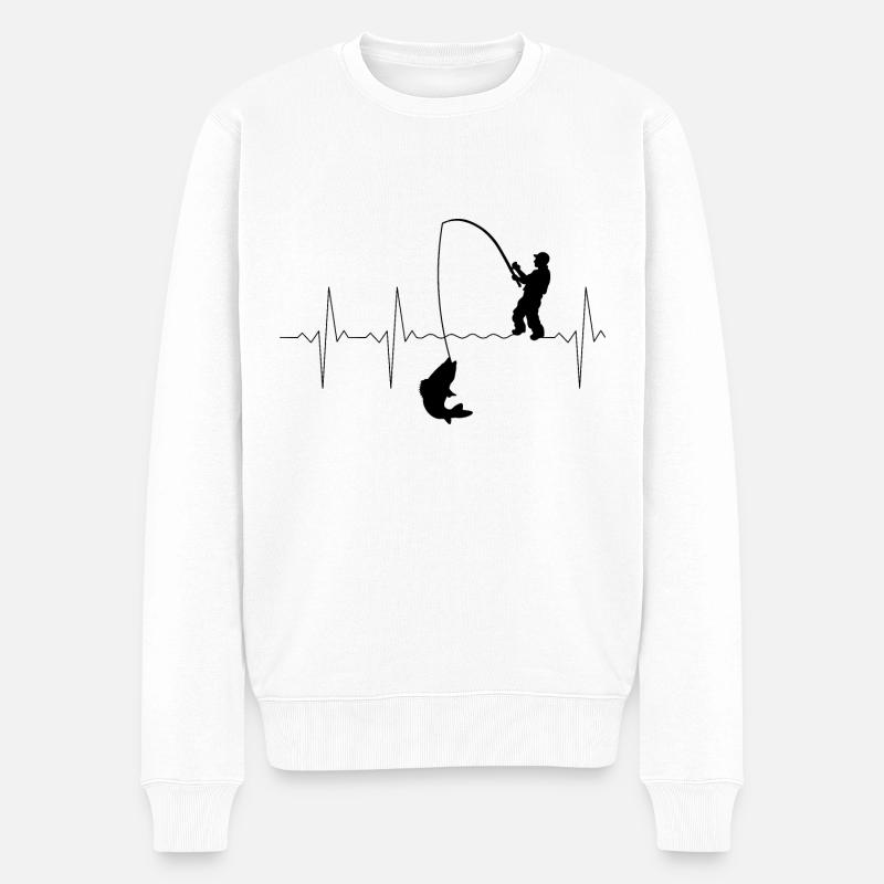 Heartbeat Angler 3 schwarz - Männer Premium Bio Pullover - Weiß