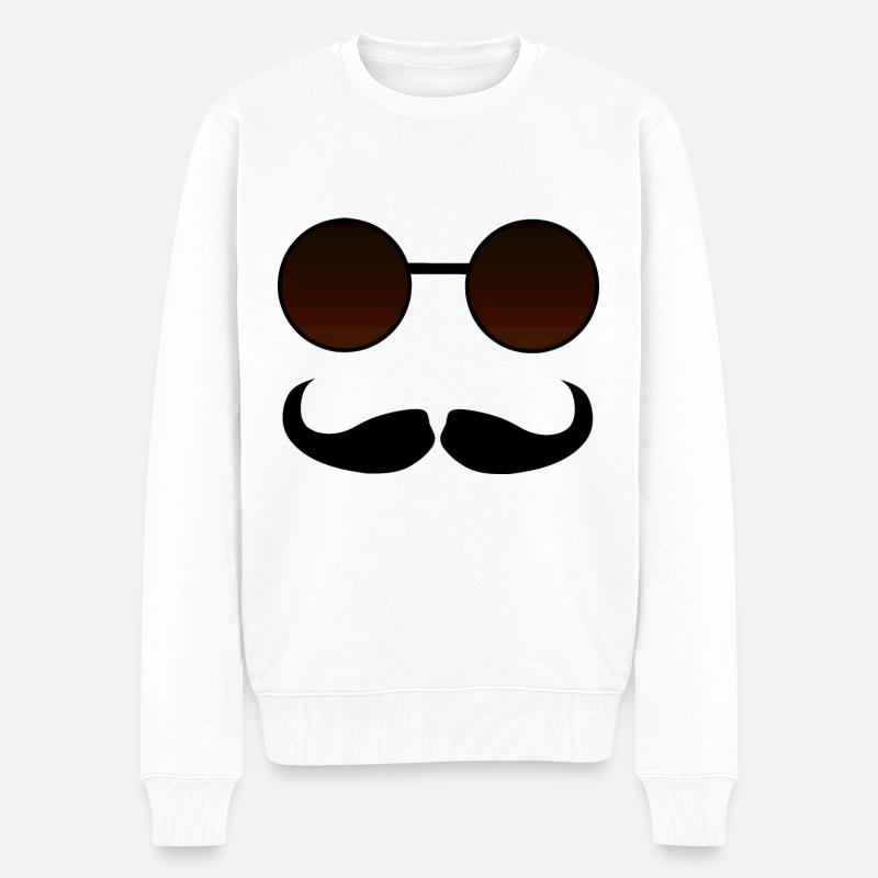 Hispter Moustache et Google - Pull Premium bio Homme - blanc