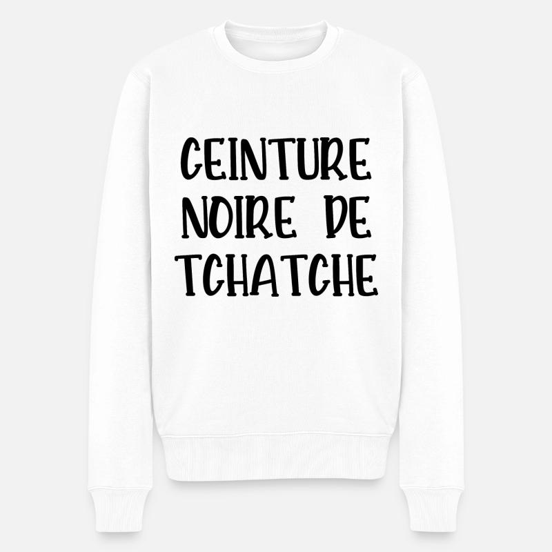 ceinture noire de tchatche - Pull Premium bio Homme - blanc