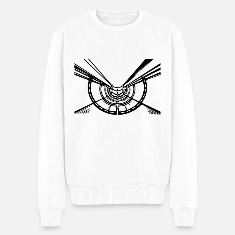 Lignes géométriques Hull Circle View - Pull Premium bio Homme - blanc