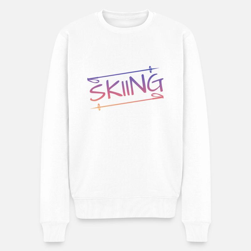 skiing - Männer Premium Bio Pullover - Weiß