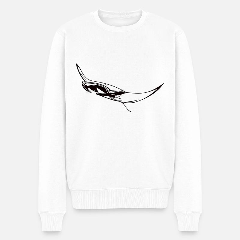 Eleganter schwimmender Mantarochen - Männer Premium Bio Pullover - Weiß